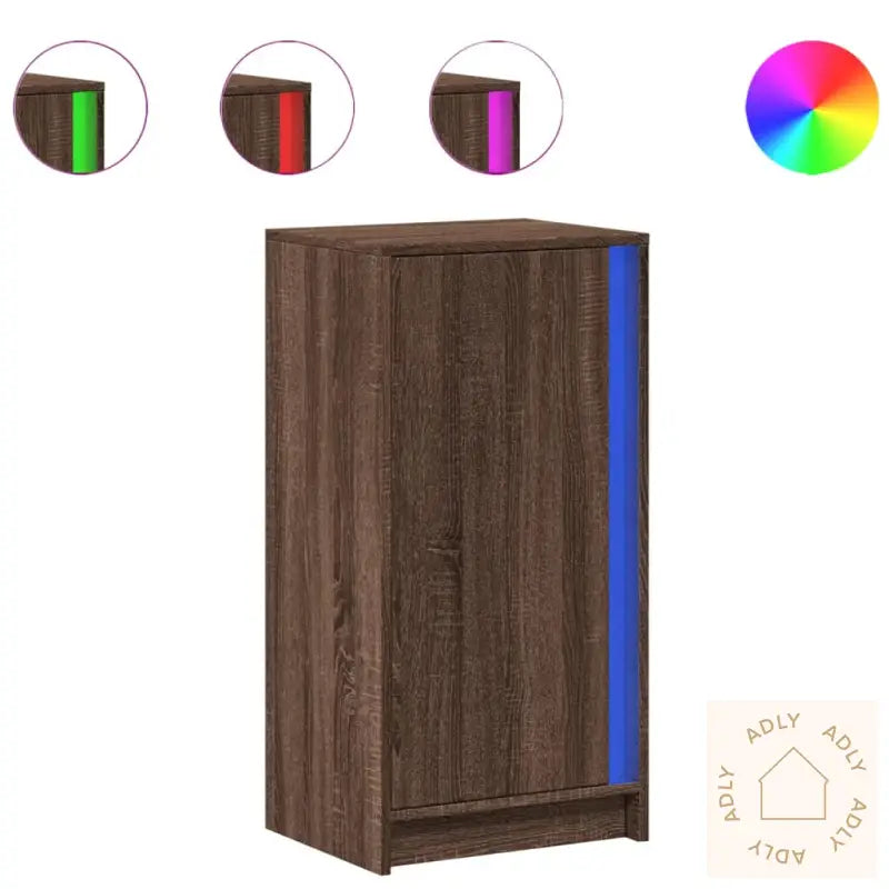 Skjenk Med Led Brun Eik 42,5X34X85 Cm Konstruert Tre