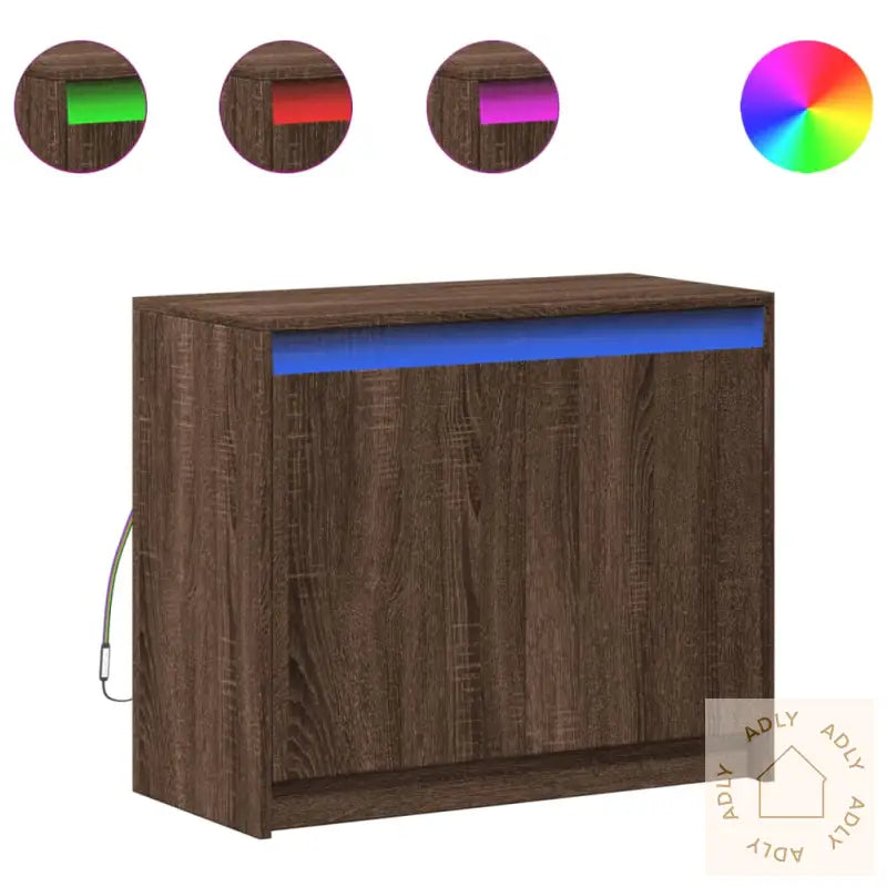 Skjenk Med Led Brun Eik 72X34X61 Cm Konstruert Tre
