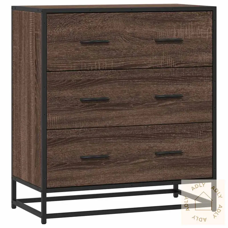 Skjenk Brun Eik 68X35X76 Cm Konstruert Tre Og Metall