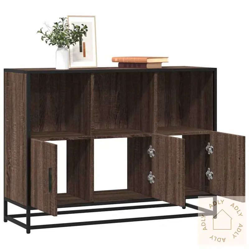 Skjenk Brun Eik 100X35X76 Cm Konstruert Tre