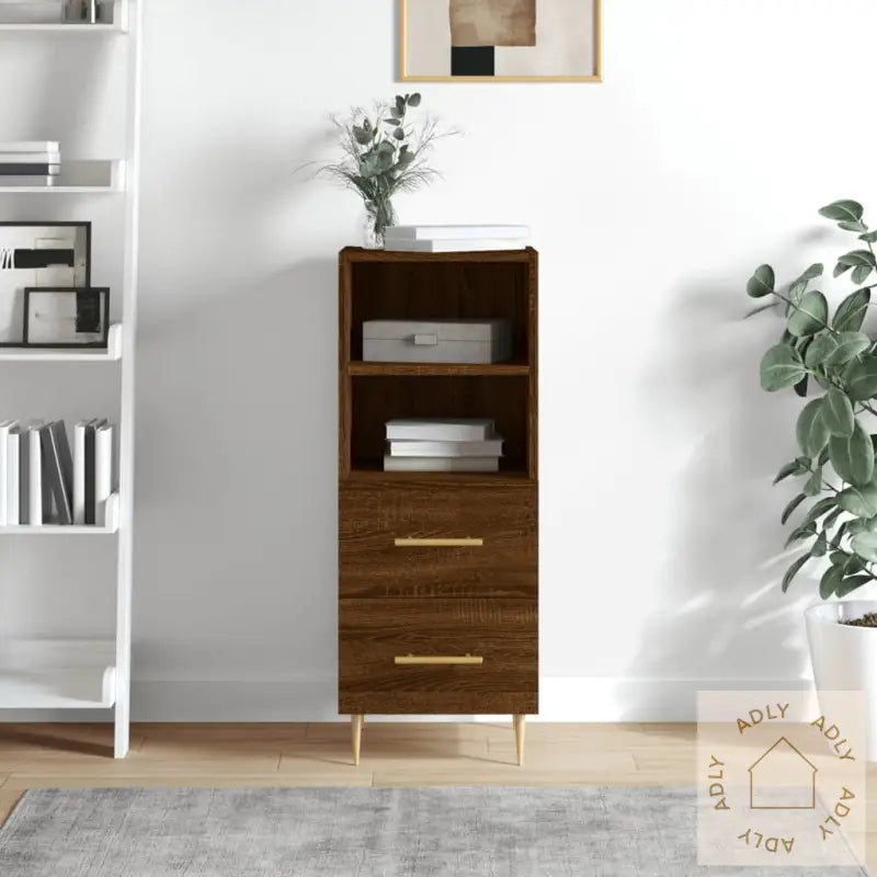Skjenk Brun Eik 34,5X34X90 Cm Konstruert Tre