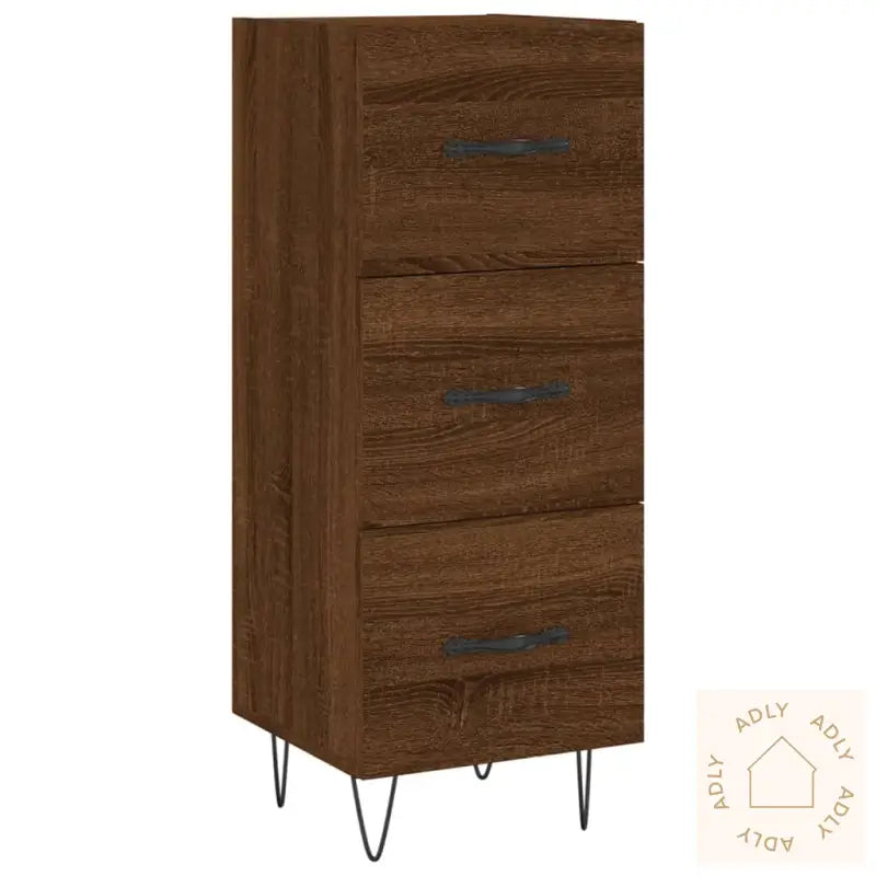 Skjenk Brun Eik 34,5X34X90 Cm Konstruert Tre