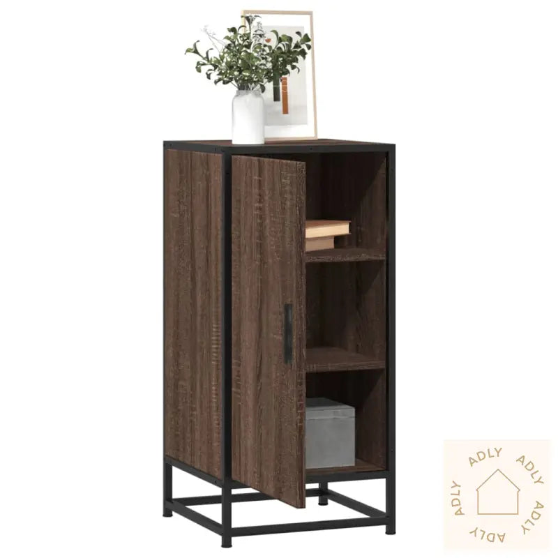Skjenk Brun Eik 35,5X35X76 Cm Konstruert Tre Og Metall