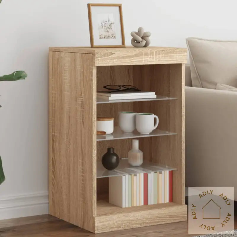 Skjenk Med Led-Lys Sonoma Eik 41X37X67 Cm