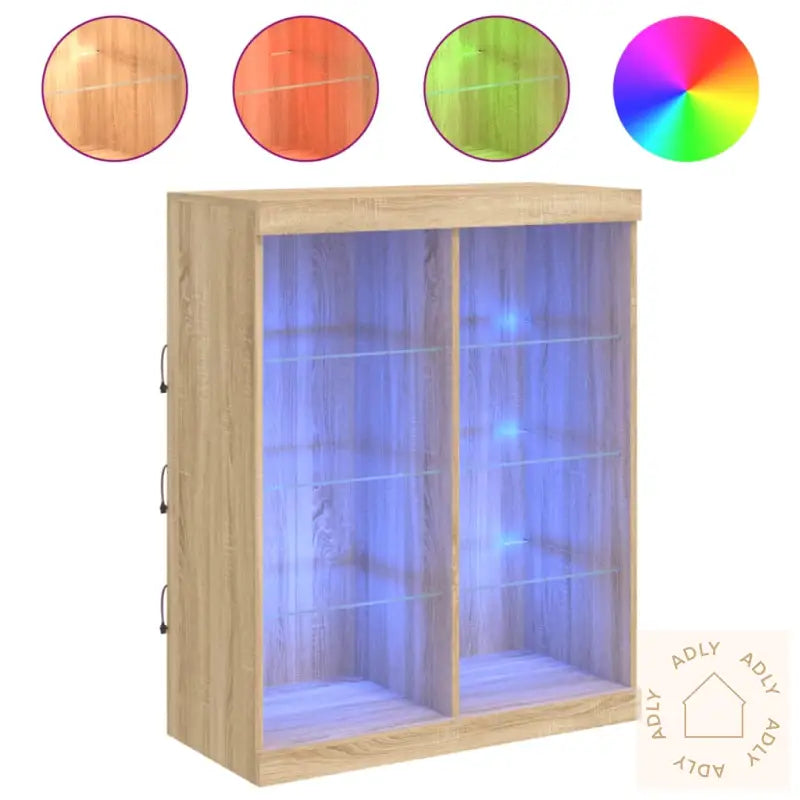 Skjenk Med Led-Lys Sonoma Eik 81X37X100 Cm
