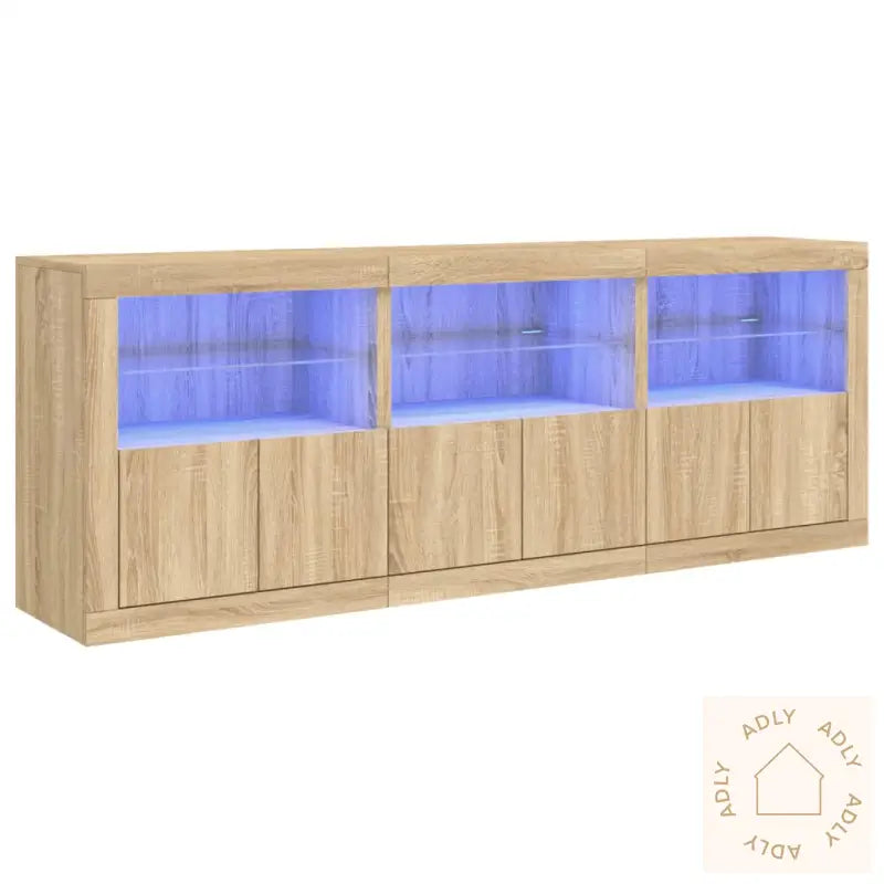 Skjenk Med Led-Lys Sonoma Eik 181,5X37X67 Cm