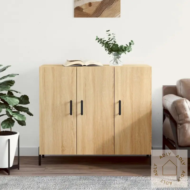 Skjenk Sonoma Eik 90X34X80 Cm Konstruert Tre