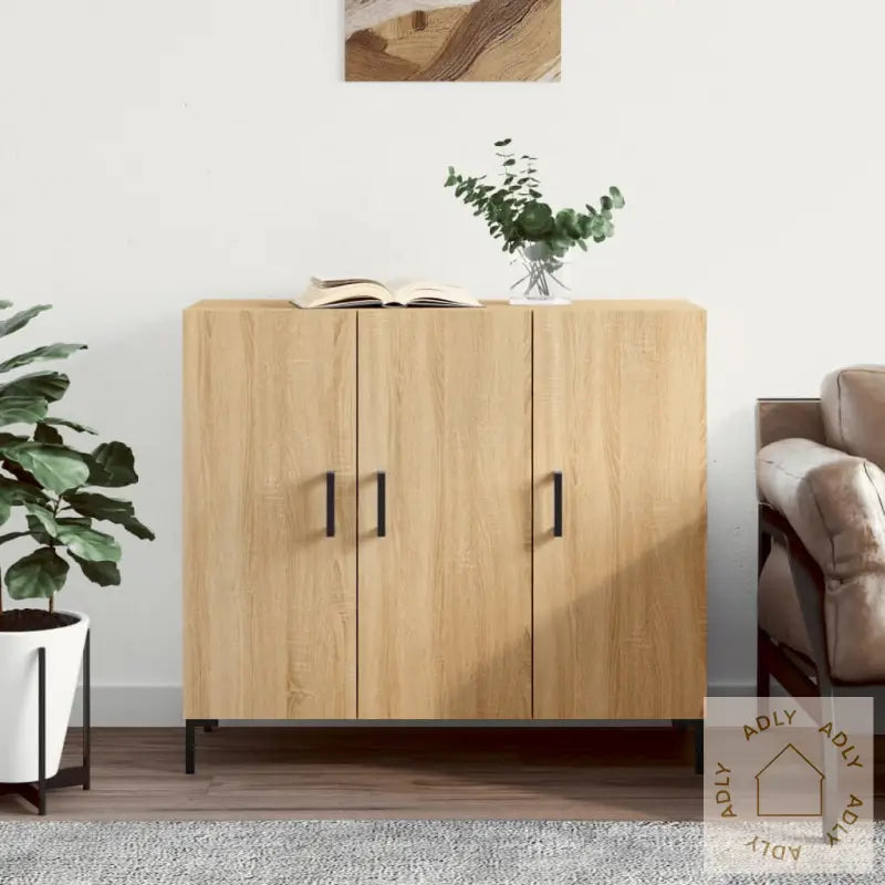 Skjenk Sonoma Eik 90X34X80 Cm Konstruert Tre
