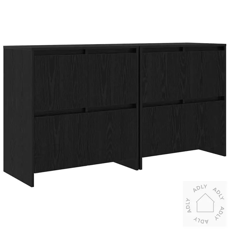 Serviesskap 2 Pcs Svart Eik 70 X 41 X 75 Cm Konstruert Tre