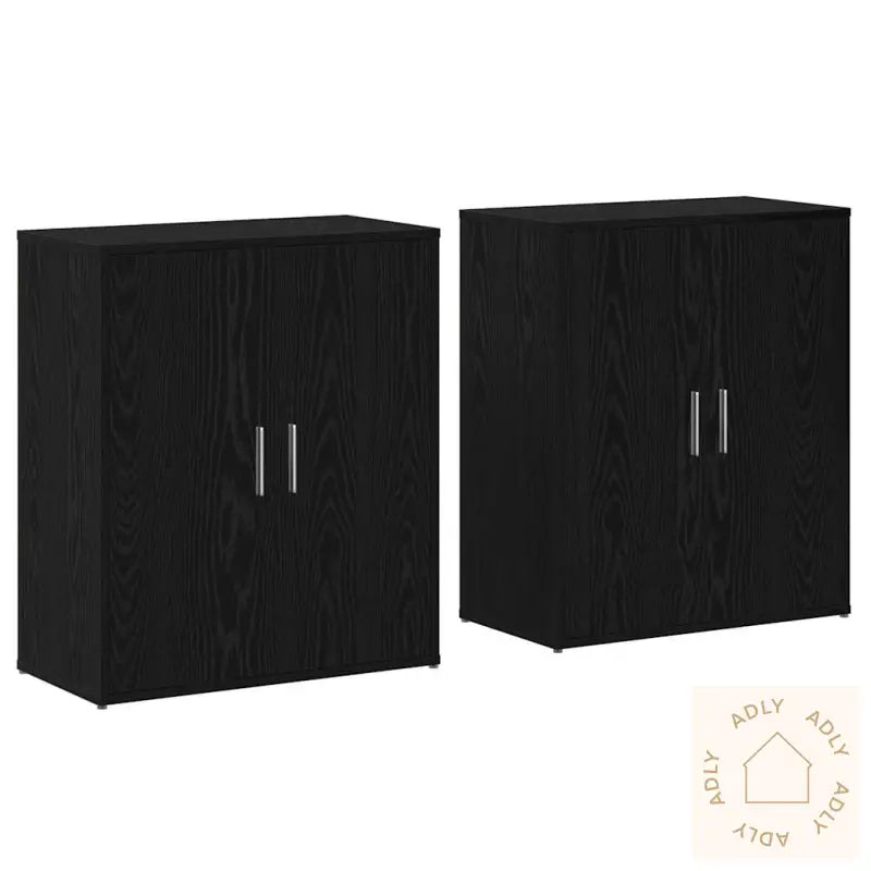 Høyskap 2 Pcs Svart Eik 60 X 31 X 70 Cm Konstruert Tre