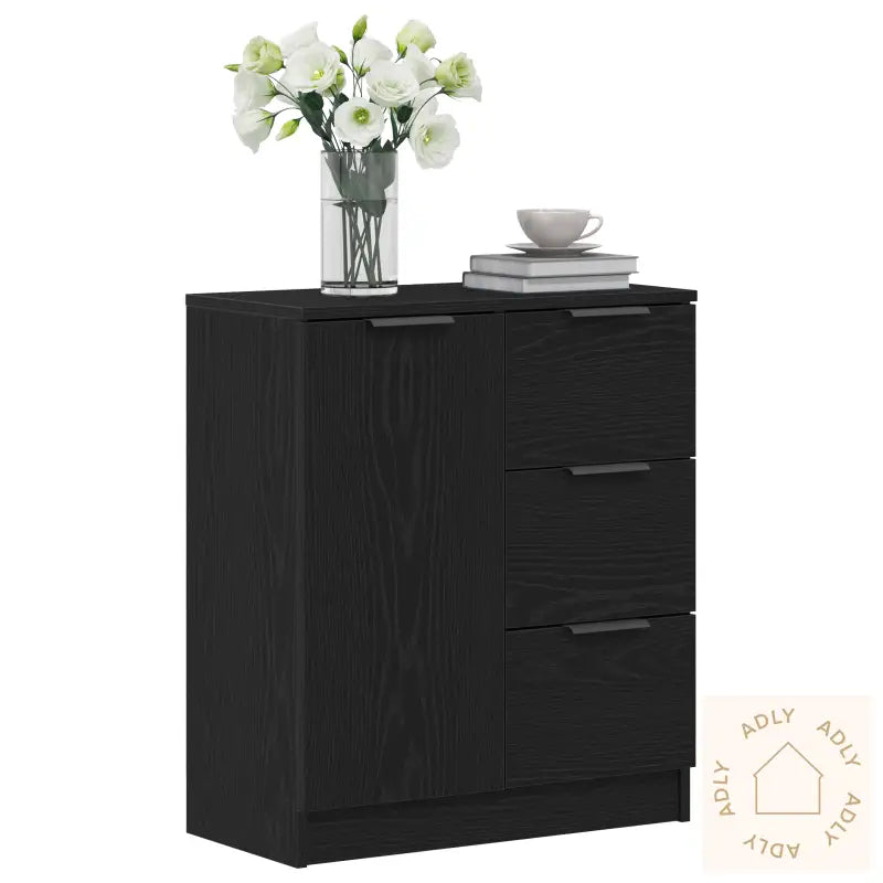 Svart Eik Sidebord 60X30X70 Cm Laget Av Konstruert Tre