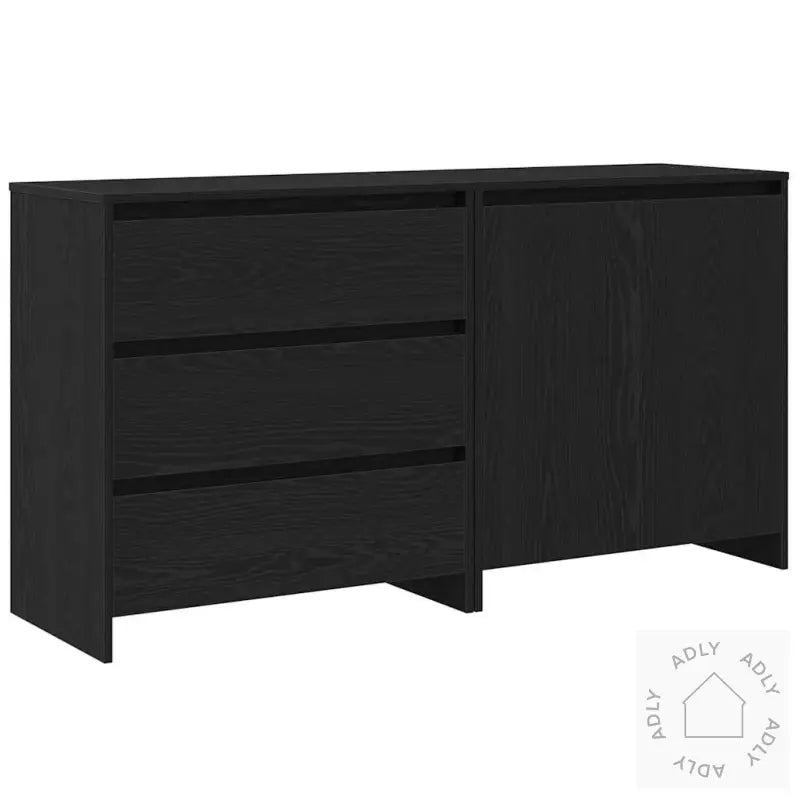 2-Delt Sideboard I Svart Eikefiner