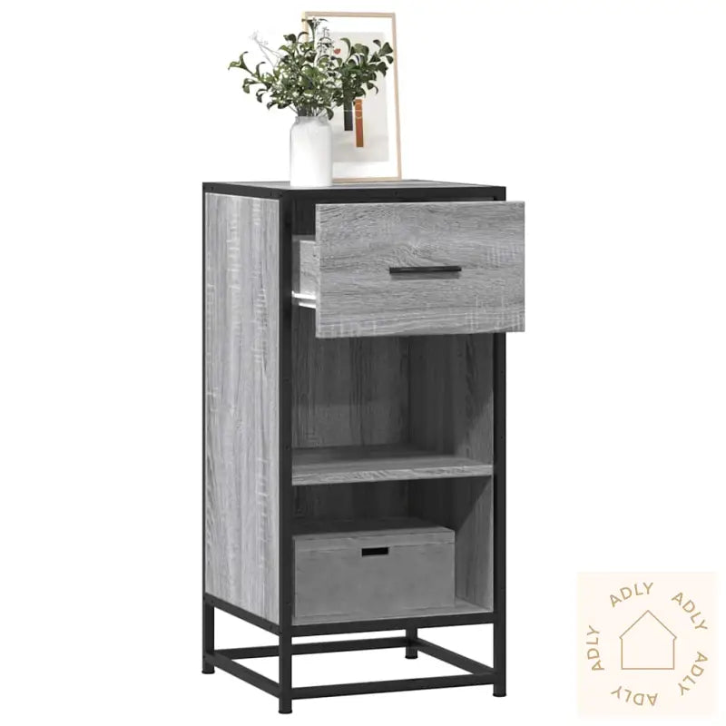 Skjenk Grå Sonoma 35,5X35X76 Cm Konstruert Tre Og Metall