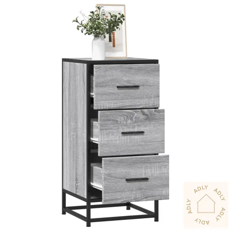 Skjenk Grå Sonoma 35,5X35X76 Cm Konstruert Tre Og Metall