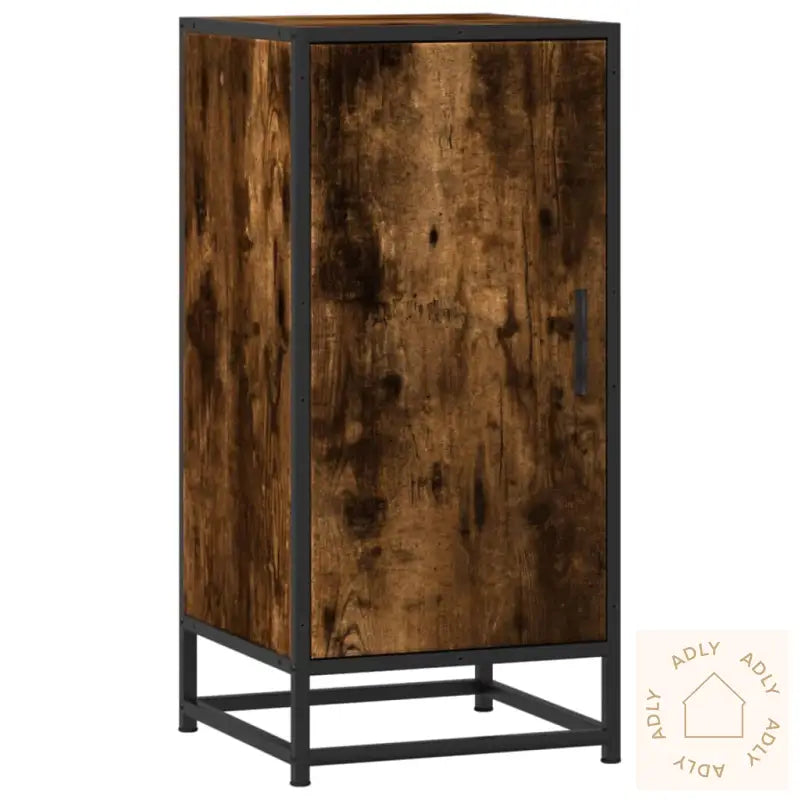 Skjenk Røkt Eik 35,5X35X76 Cm Konstruert Tre Og Metall