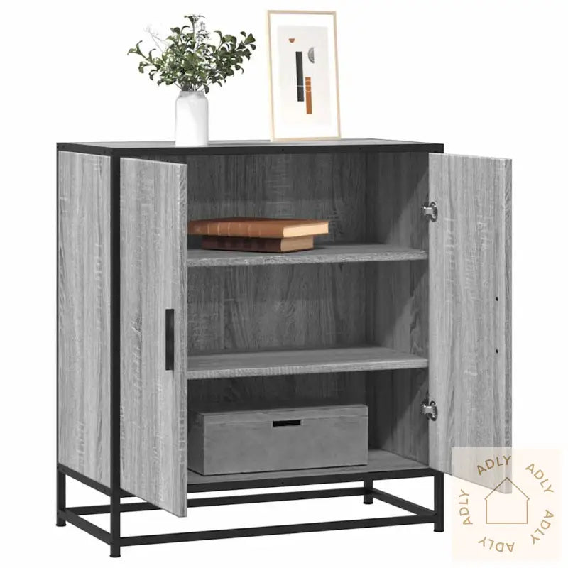 Skjenk Grå Sonoma 68X35X76 Cm Konstruert Tre Og Metall