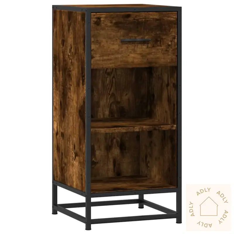 Skjenk Røkt Eik 35,5X35X76 Cm Konstruert Tre Og Metall