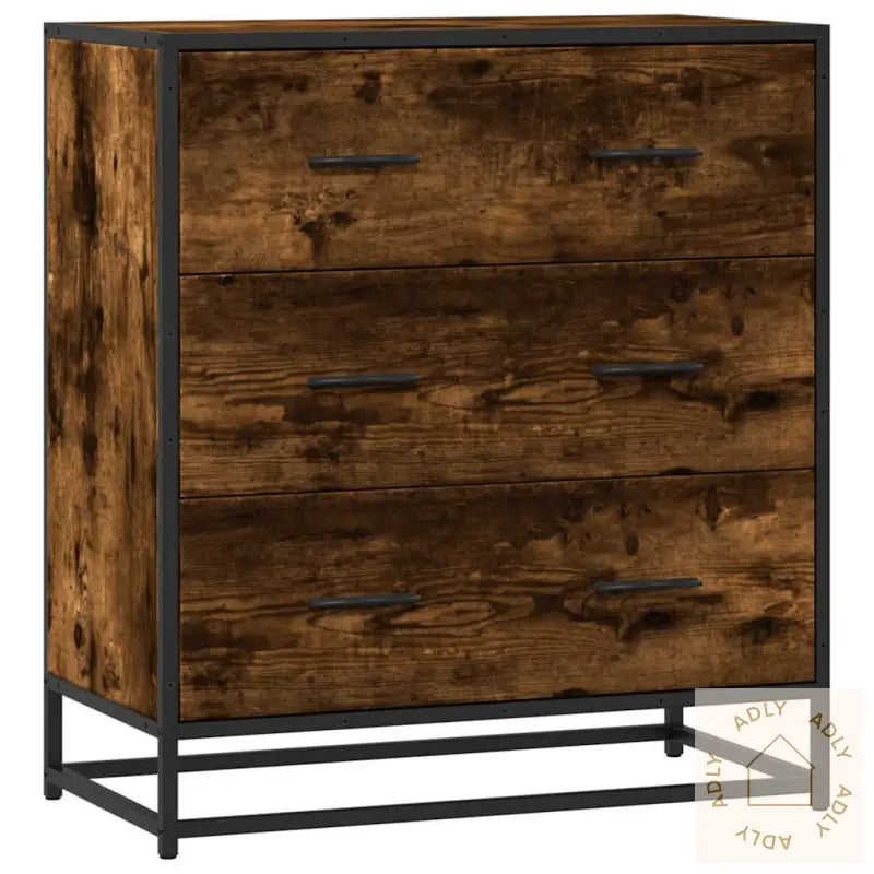 Skjenk Røkt Eik 68X35X76 Cm Konstruert Tre Og Metall