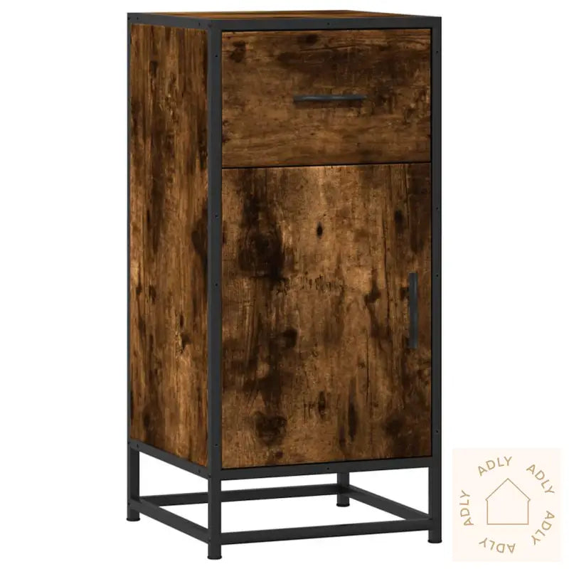 Skjenk Røkt Eik 35,5X35X76 Cm Konstruert Tre Og Metall