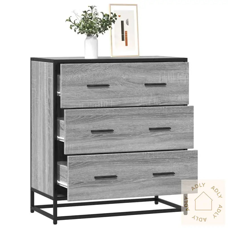 Skjenk Grå Sonoma 68X35X76 Cm Konstruert Tre Og Metall