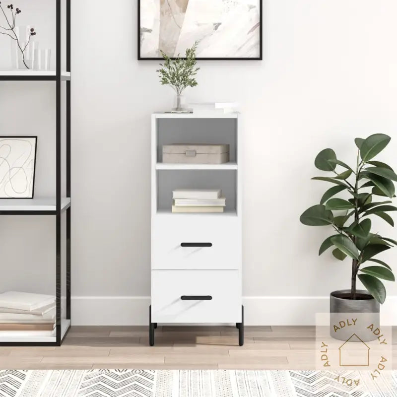 Skjenk Hvit 34,5X34X90 Cm Konstruert Tre
