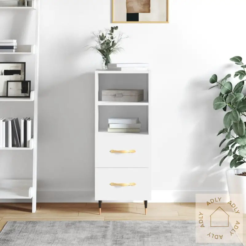 Skjenk Hvit 34,5X34X90 Cm Konstruert Tre