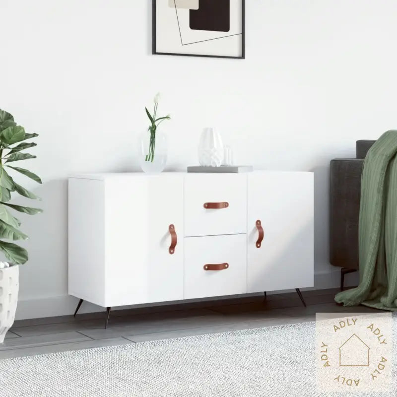 Skjenk Høyglans Hvit 100X36X60 Cm Konstruert Tre
