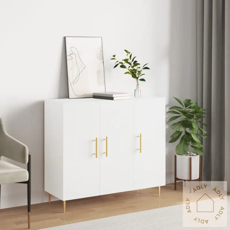 Skjenk Hvit 90X34X80 Cm Konstruert Tre
