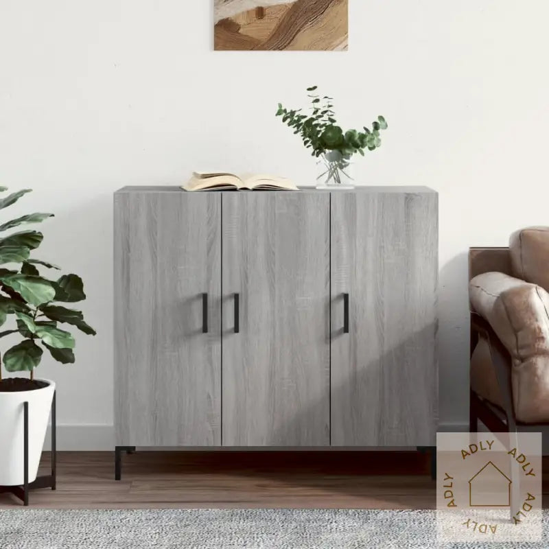Skjenk Grå Sonoma 90X34X80 Cm Konstruert Tre