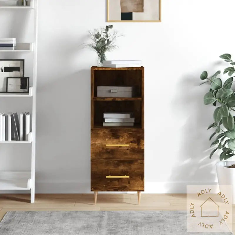 Skjenk Røkt Eik 34,5X34X90 Cm Konstruert Tre