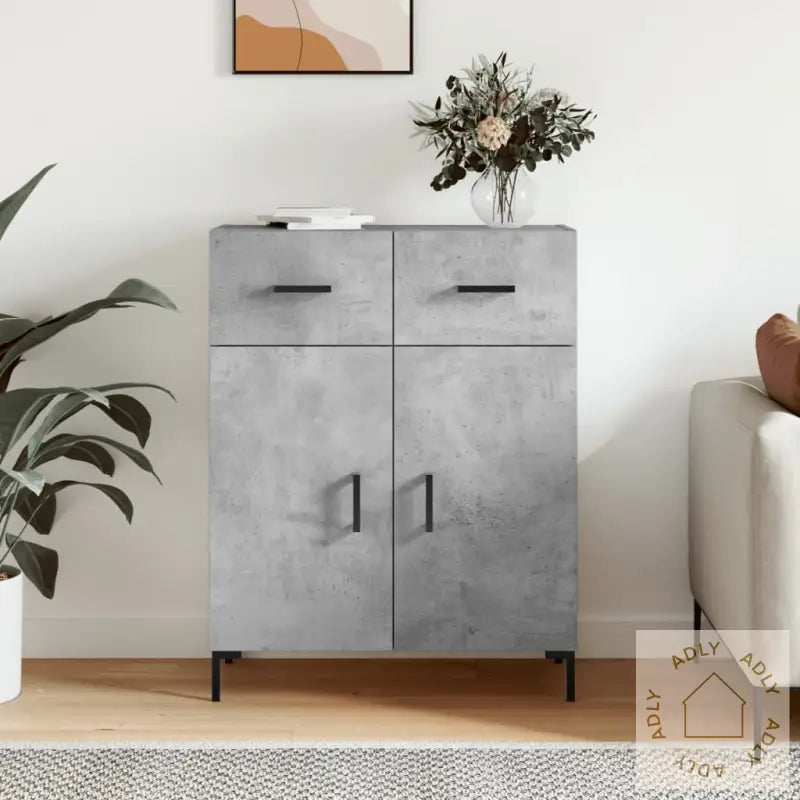 Skjenk Betonggrå 69,5X34X90 Cm Konstruert Tre