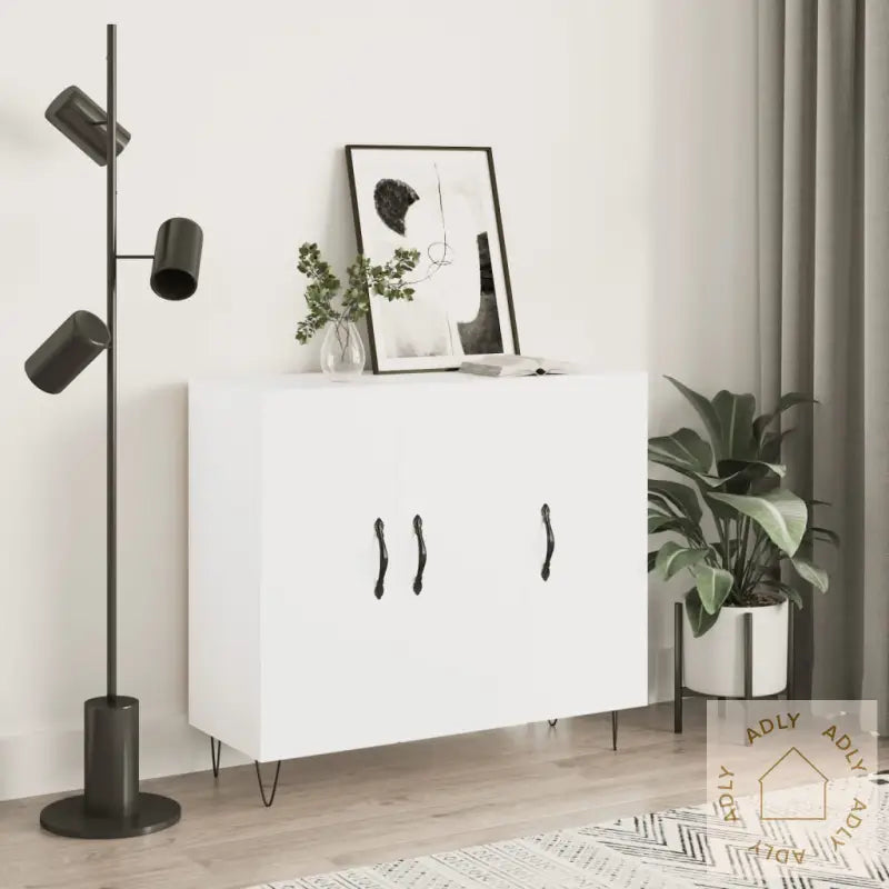 Skjenk Hvit 90X34X80 Cm Konstruert Tre