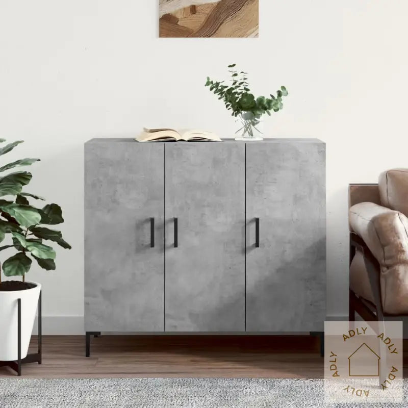 Skjenk Betonggrå 90X34X80 Cm Konstruert Tre