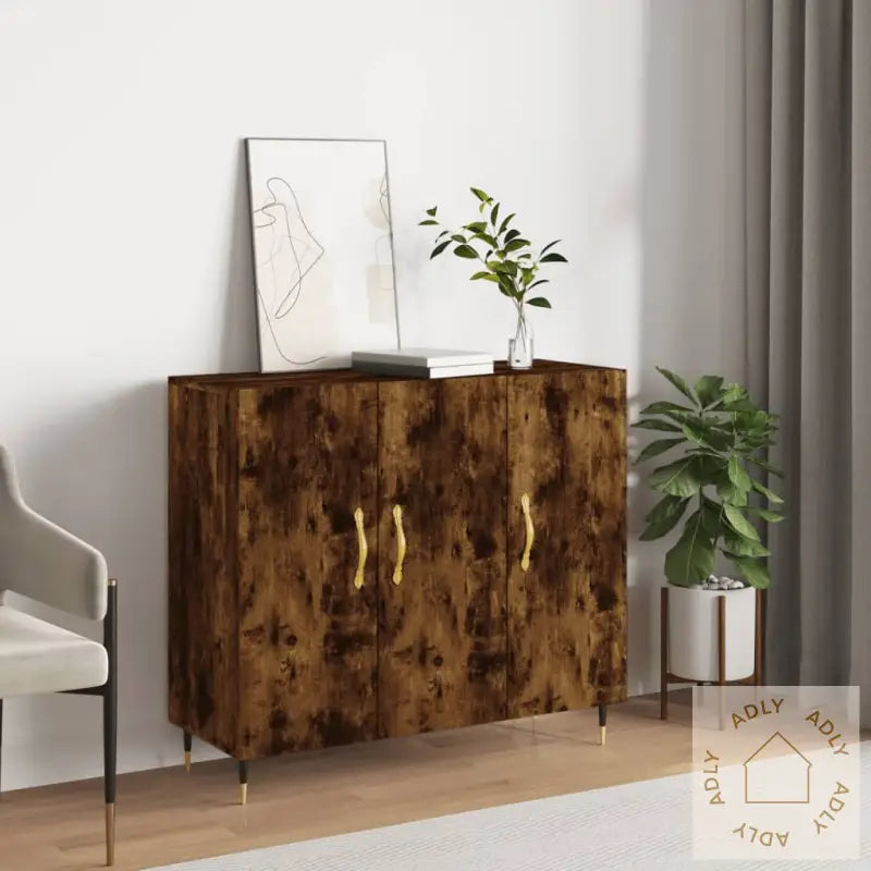 Skjenk Røkt Eik 90X34X80 Cm Konstruert Tre
