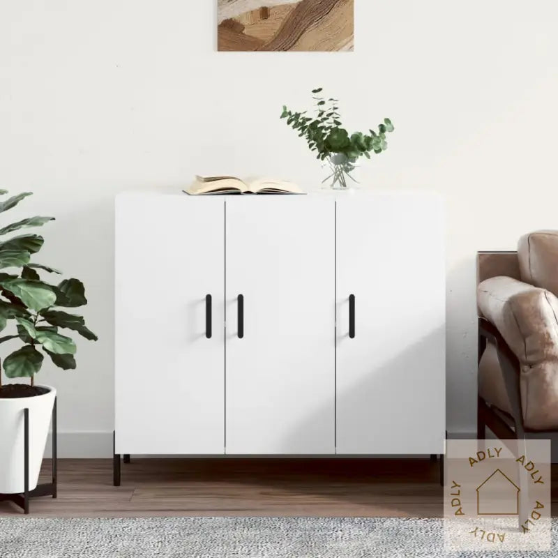 Skjenk Hvit 90X34X80 Cm Konstruert Tre