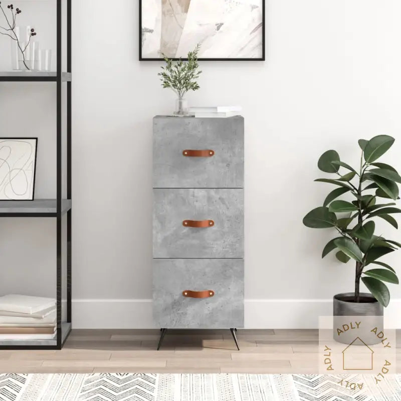 Skjenk Betonggrå 34,5X34X90 Cm Konstruert Tre