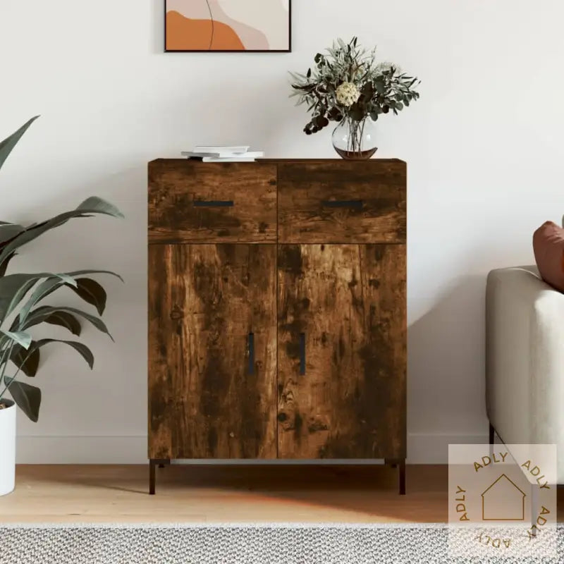 Skjenk Røkt Eik 69,5X34X90 Cm Konstruert Tre
