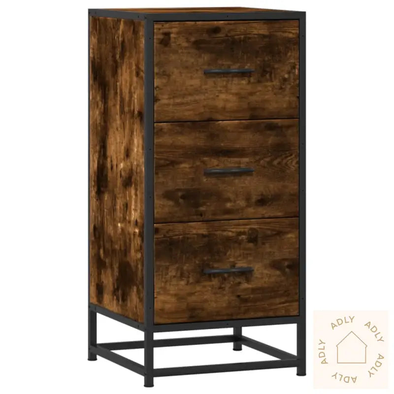 Skjenk Røkt Eik 35,5X35X76 Cm Konstruert Tre Og Metall