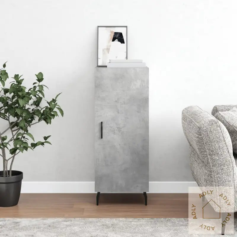 Skjenk Betonggrå 34,5X34X90 Cm Konstruert Tre