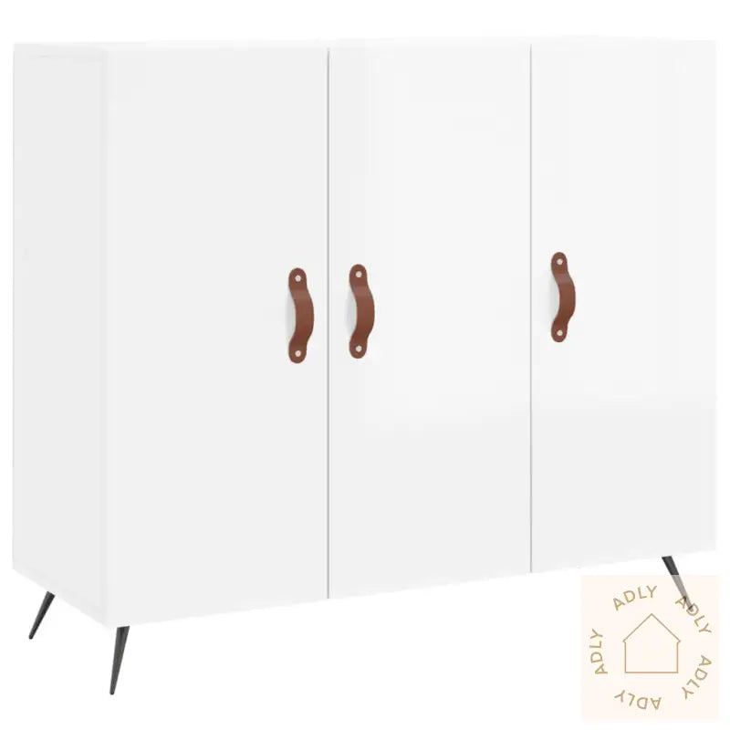 Skjenk Høyglans Hvit 90X34X80 Cm Konstruert Tre