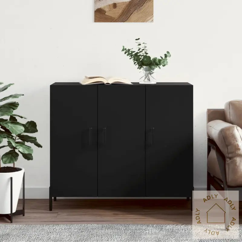 Skjenk Svart 90X34X80 Cm Konstruert Tre