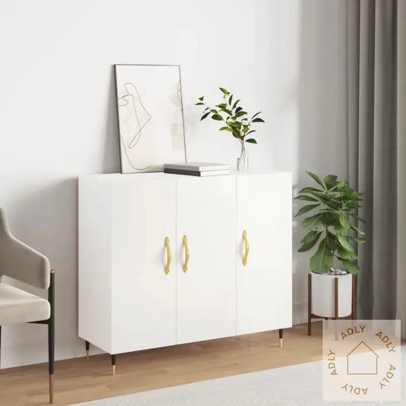 Skjenk Hvit 90X34X80 Cm Konstruert Tre