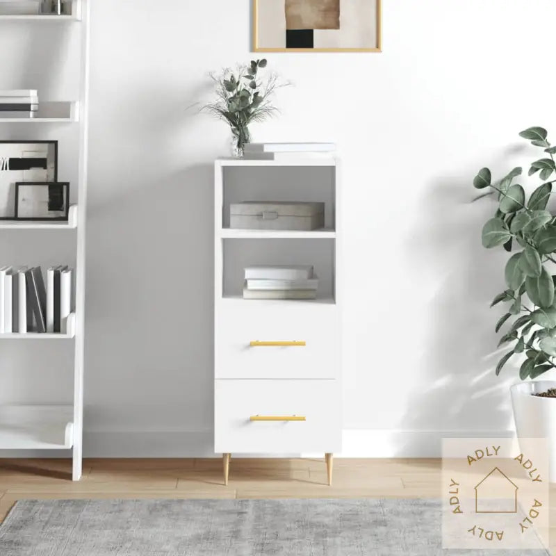Skjenk Hvit 34,5X34X90 Cm Konstruert Tre