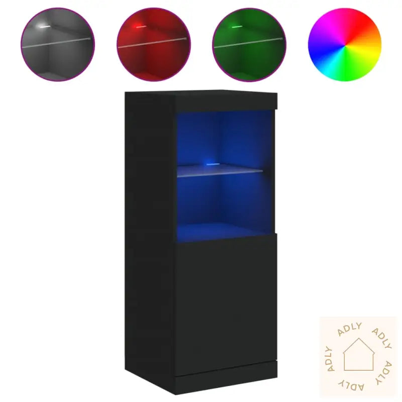 Skjenk Med Led-Lys Svart 41X37X100 Cm