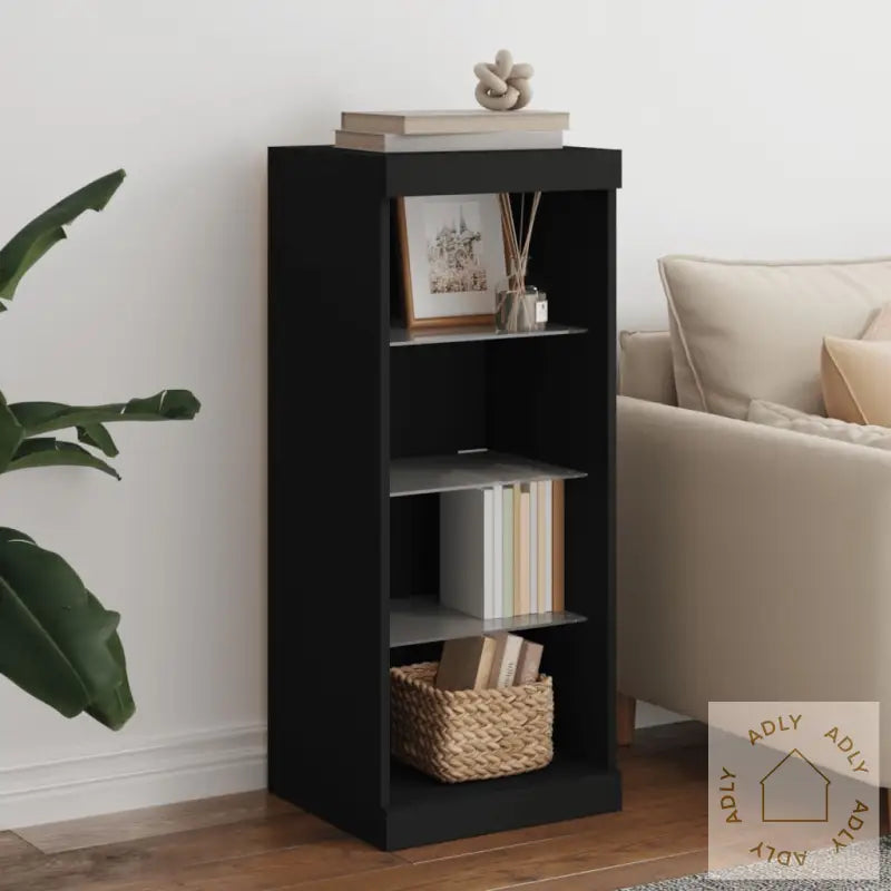 Skjenk Med Led-Lys Svart 41X37X100 Cm