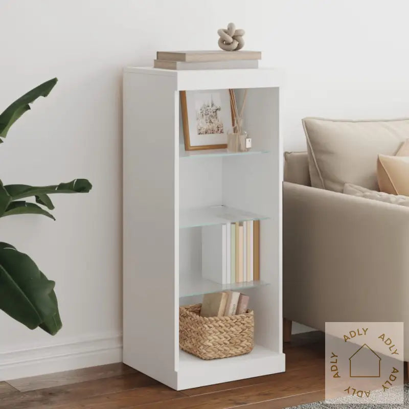 Skjenk Med Led-Lys Hvit 41X37X100 Cm
