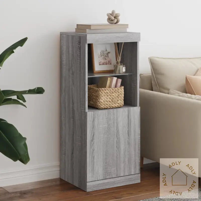 Skjenk Med Led-Lys Grå Sonoma 41X37X100 Cm