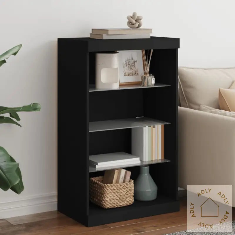 Skjenk Med Led-Lys Svart 60,5X37X100 Cm