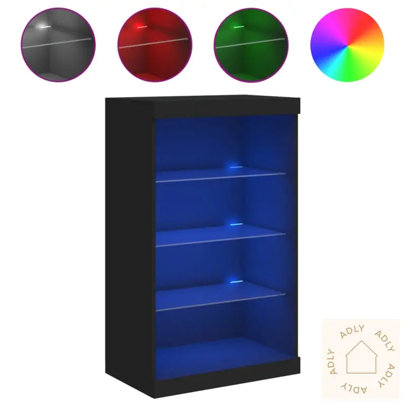 Skjenk Med Led-Lys Svart 60,5X37X100 Cm