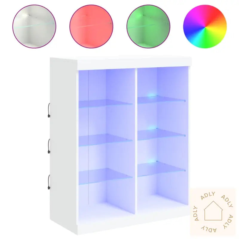 Skjenk Med Led-Lys Hvit 81X37X100 Cm